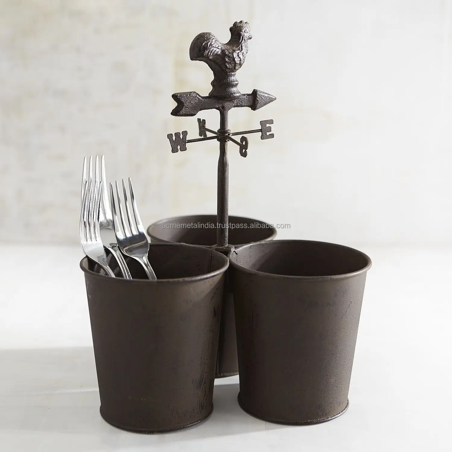  Железной проволоки инструмент Caddy посуда держатель деревянное основание меди для хранения и порядка Сделано в Индии по ACMI дома с покрытием из металлической сетки