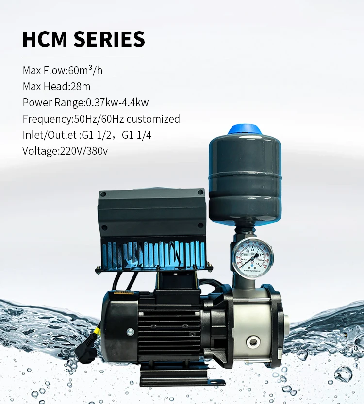 Horizontal vfd inverter controlled High efficiency integrated constant pressure multistage water booster pumps