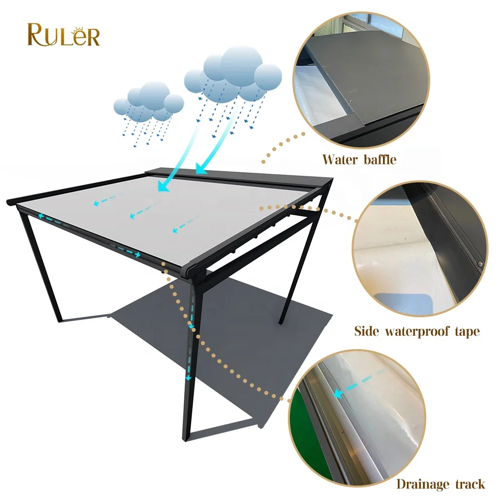 Retractable Awning in the Philippines Waterproof Sliding PVC Roof Covers Retractable Pergola
