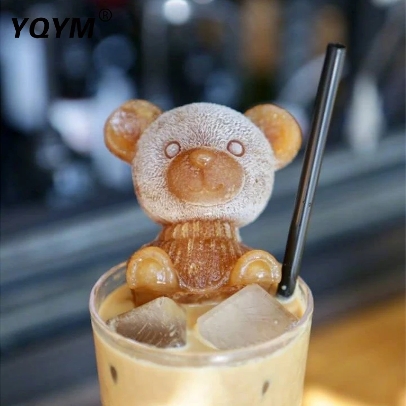 Custom cartoon animal teddy bear 3D silicone mold ice hockey bear coffee cake decoration