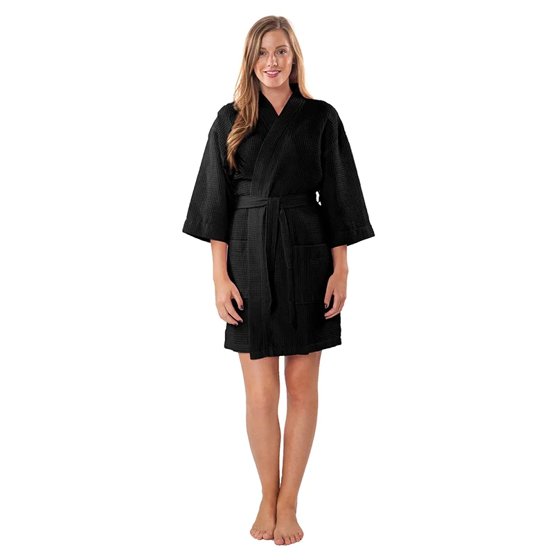 Hotel Waffle Robe Polyester Coral Fleece Women Bathrobe Support Custom New Design
