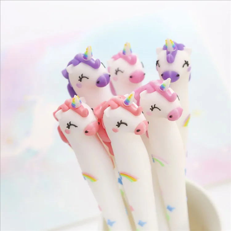 
Wholesale Creative Cartoon Unicorn PVC Soft Gel Pen Gel Pen Cute Student Supplies Black 0.5MM Signature Pen 