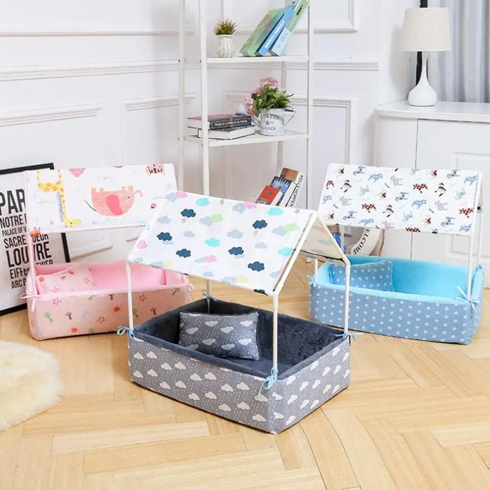 
Cozy Dog Cot With Night Light Detachable Warm Cat House Washable Pet Tent 