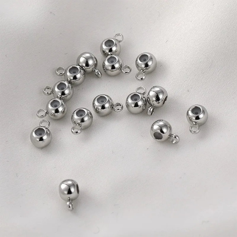 Stainless Steel Slider Loose Beads with Rubber Inside for DIY Jewelry Making