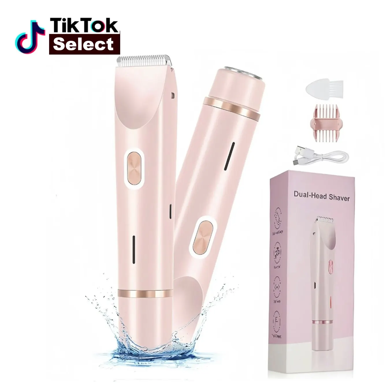 3 in 1 Women Electric Shaver Dual Head Bikini Trimmer IPX7 Body Hair Razor Clipper Facial Hair Remover Epilator