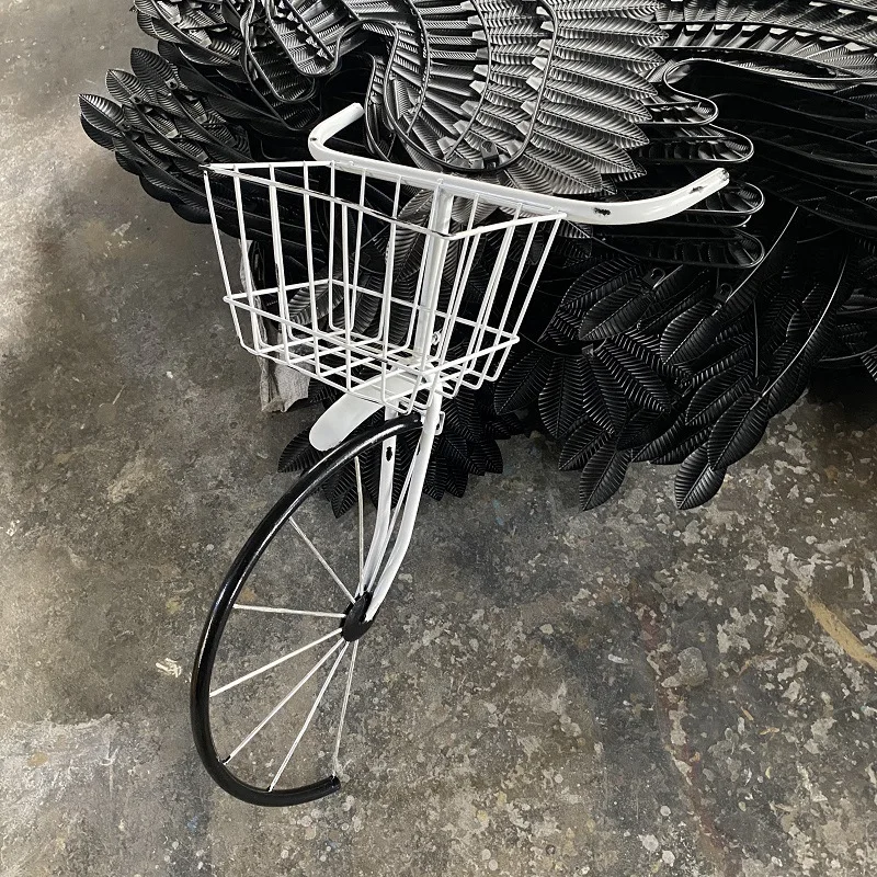 Retro creative bicycle flower basket front wall hanging bar wall decoration