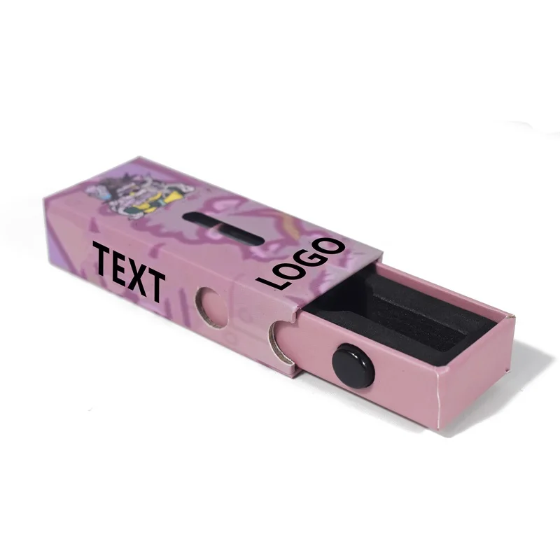 Gift Paper Cardboard Empty 2g 1ml Wax Disposable Cart Package UV Custom Small Drawer Box CR Childproof Cartridge Packaging