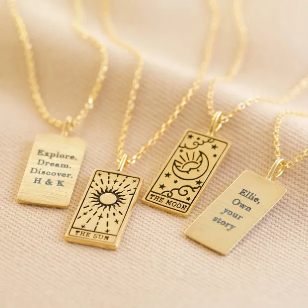 perishing custom fine jewelry 925 Sterling silver 14k gold plated Personalized Tarot Card Letter Pendant Necklace for women