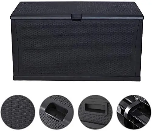 Luxury 120 Gallon Outdoor Deck Box Resin Large Brown Storage Box Backyard Patio Storage Box Other Outdoor Furniture
