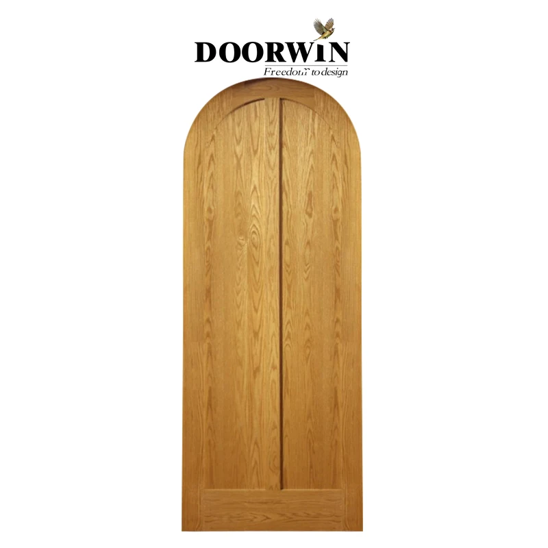 Latest Design Luxury Style Villas Interior Soild Wood Arch Top Door With Round Window Hot Sale Wooden Door