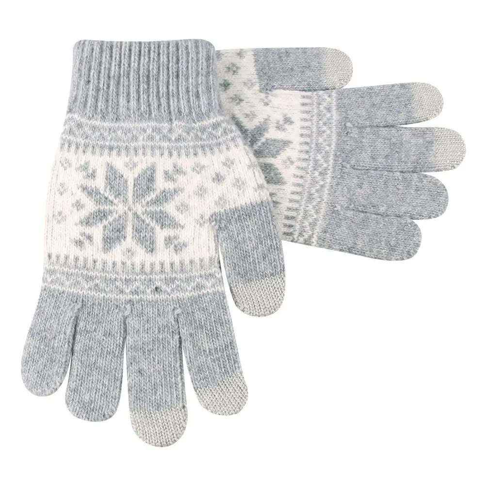 
Winter Warm Fleece Lining Bulky Cable Knit Snowflake Design Hat Scarf Gloves 3PC Set 