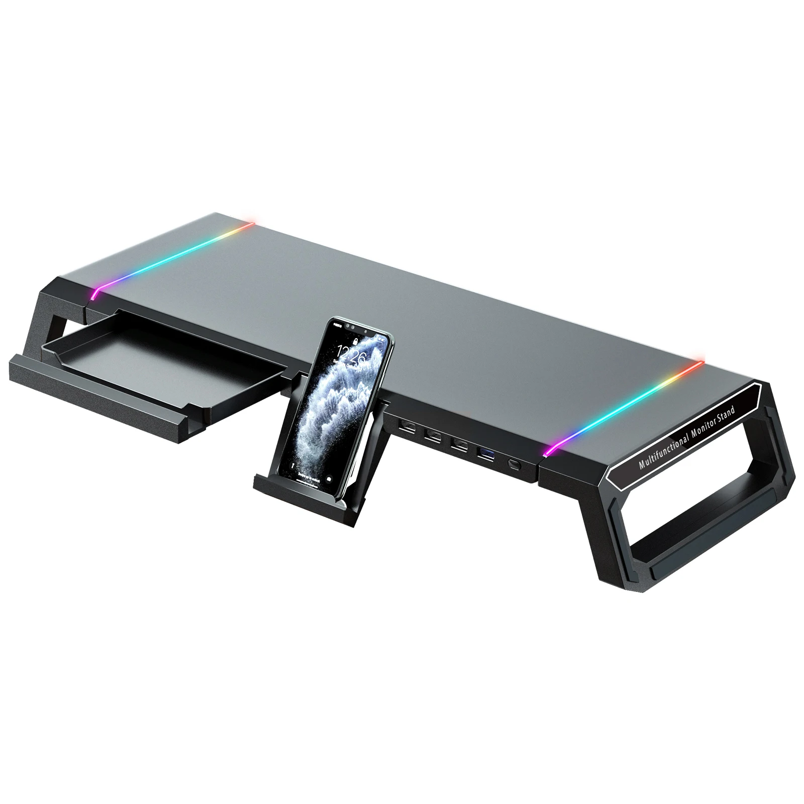 Factory Wholesale Stand For Monitor Gaming Stand Folding Stand 10 RGB Lighting Effect 4 USB Ports 3.0 Version Phone Holder  OEM
