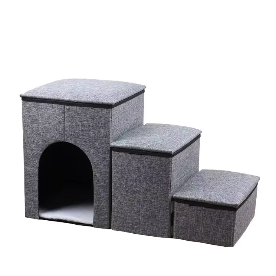 High Quality Folding Dog Step Stairs with a hole dog ramp for High Bed & Sofa Pet Storage house Safety