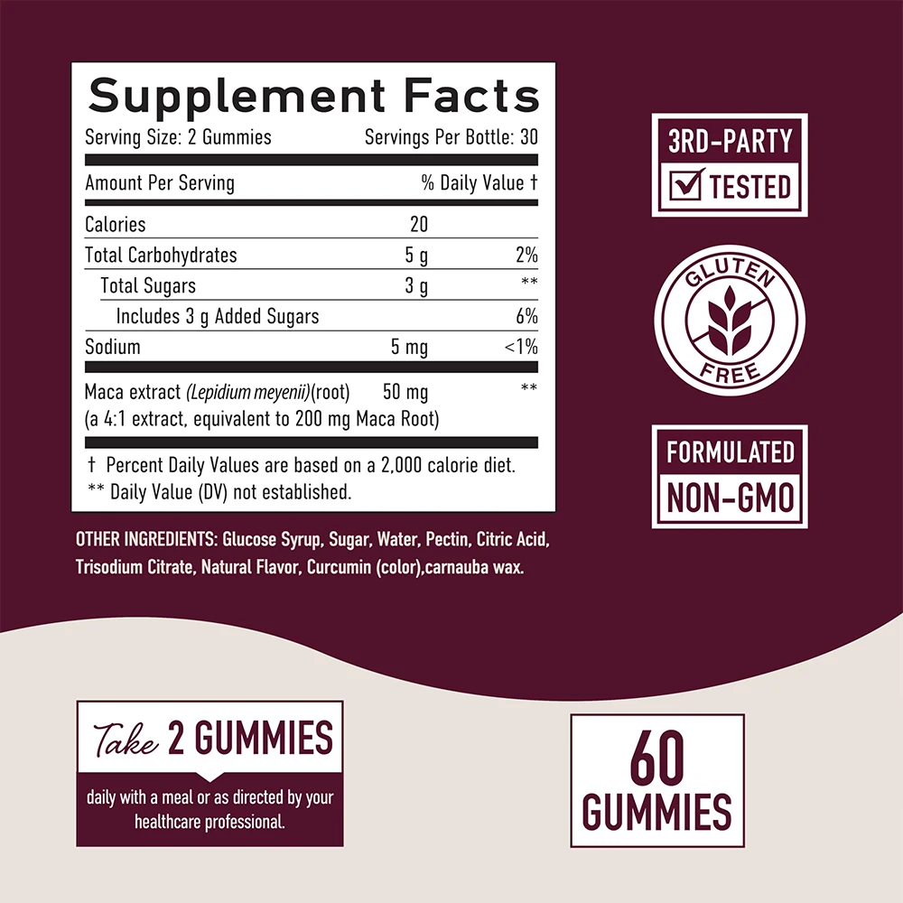 OEM/ODM/OBM Maca Gummies обеспечивает энергию Bbl большой зад