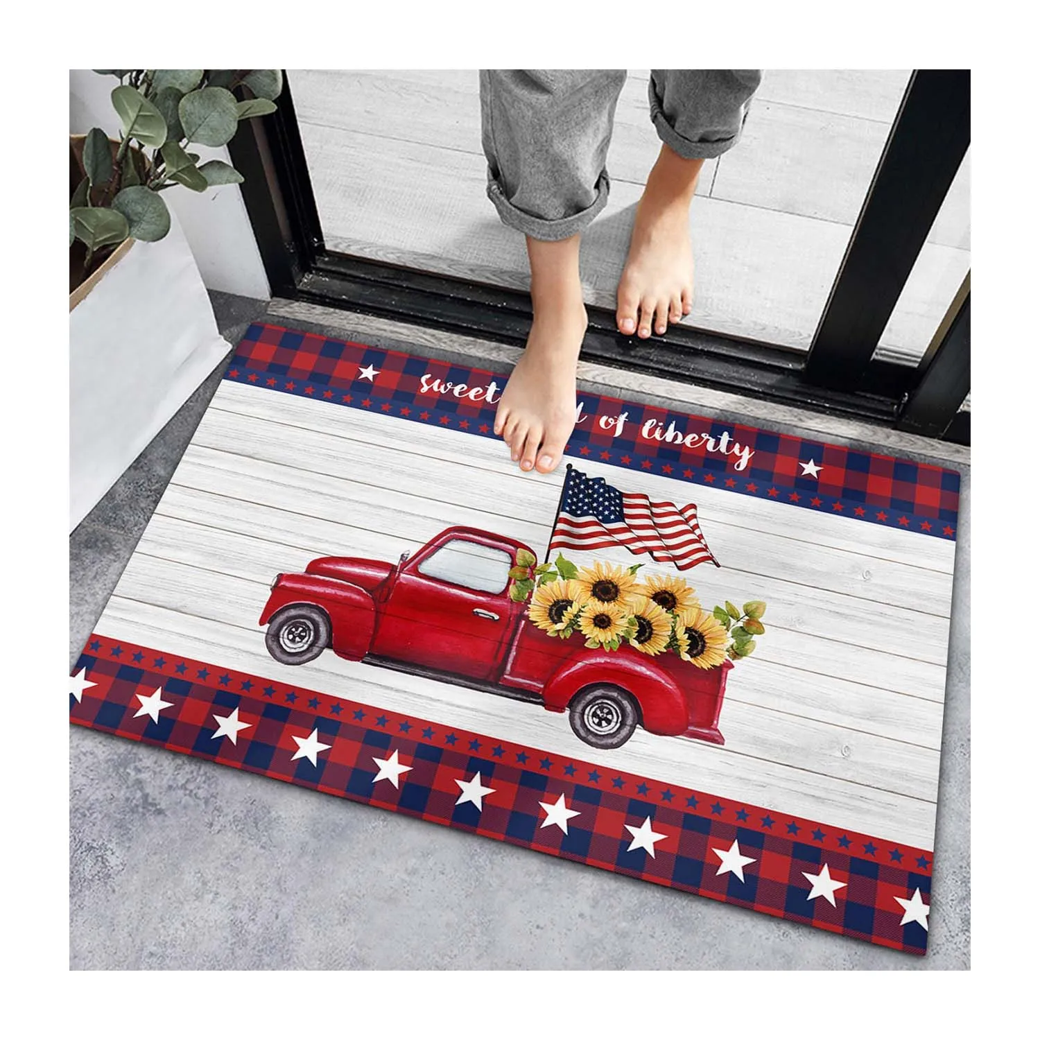 Christmas Hallway Runner Rug Non Slip Washable Flowers Welcome Door Mat Entrance Rug Floor Carpet for Kitchen Winter Holiday