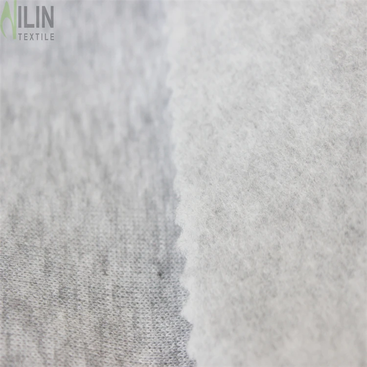 Anti-pilling autumn winter fabric grey melange 1side brush fleece fabric