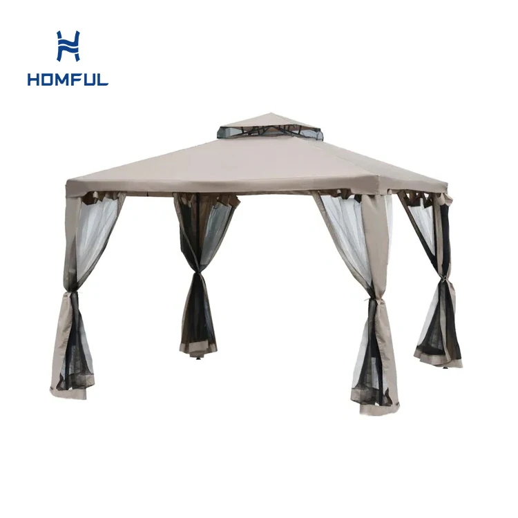 3x3M Metal Gazebo Garden Outdoor 2-TierRoof Marquee Party Tent