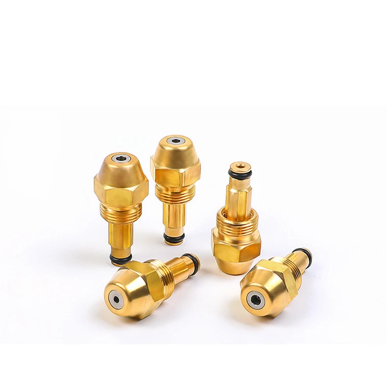 Diesel heavy fuel burner misting brass oil nozzle with hollow solid semi full cone spray pattern