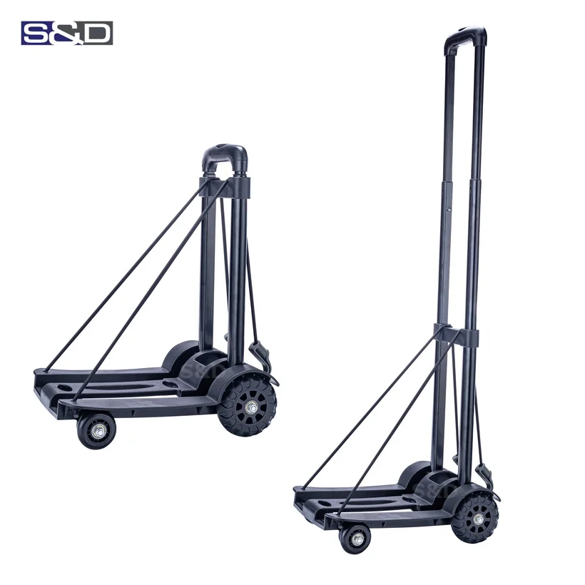 Mini compact steel collapsible telescopic folding portable lightweight shopping retractable luggage hand trolley cart truck