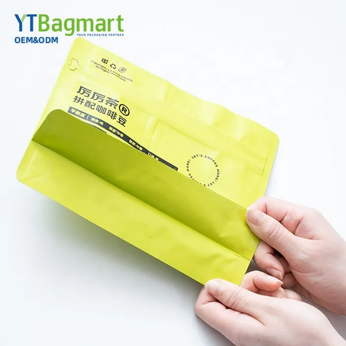 Packaging Block Bottom Side Gusseted Bag Coffee Bean Packaging Bag Coffee Bag With Valve And Zipper