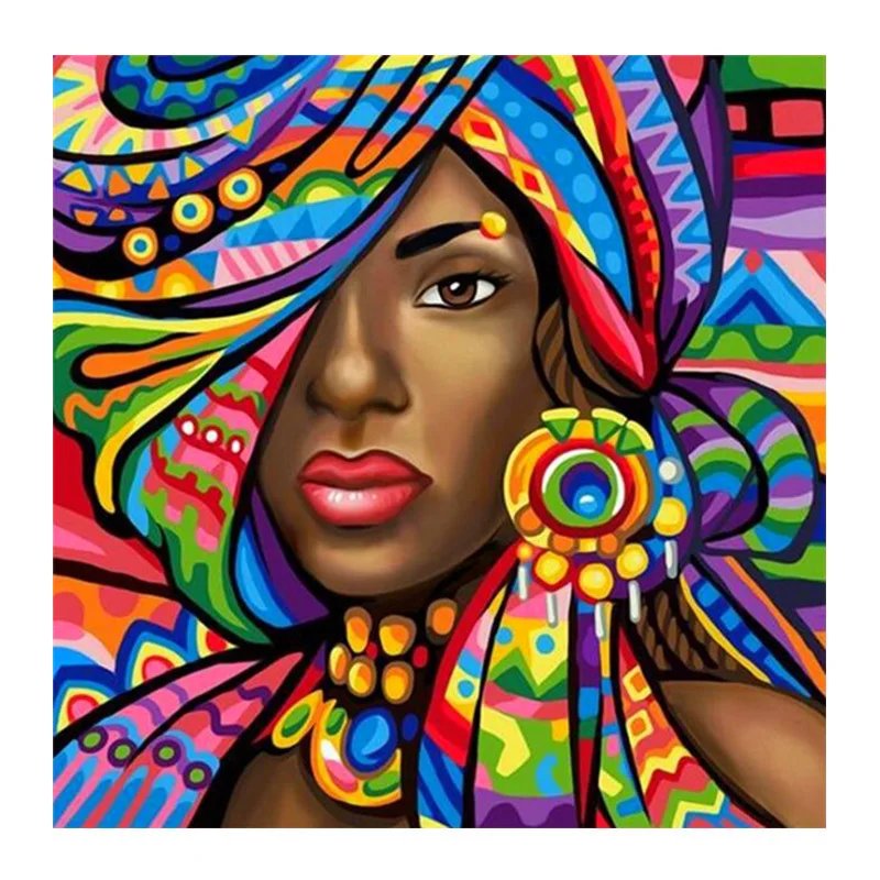 HUACAN 5D DIY Diamond Painting Portrait African woman Living Room Decor Your Own Diamond Embroidery Photo to Custom