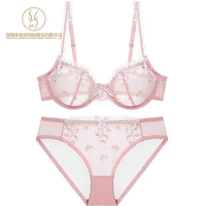 Sexy Fancy Lace Bra Transparent Panty Set Push Up Mature Sexy Hot Bra and Panties