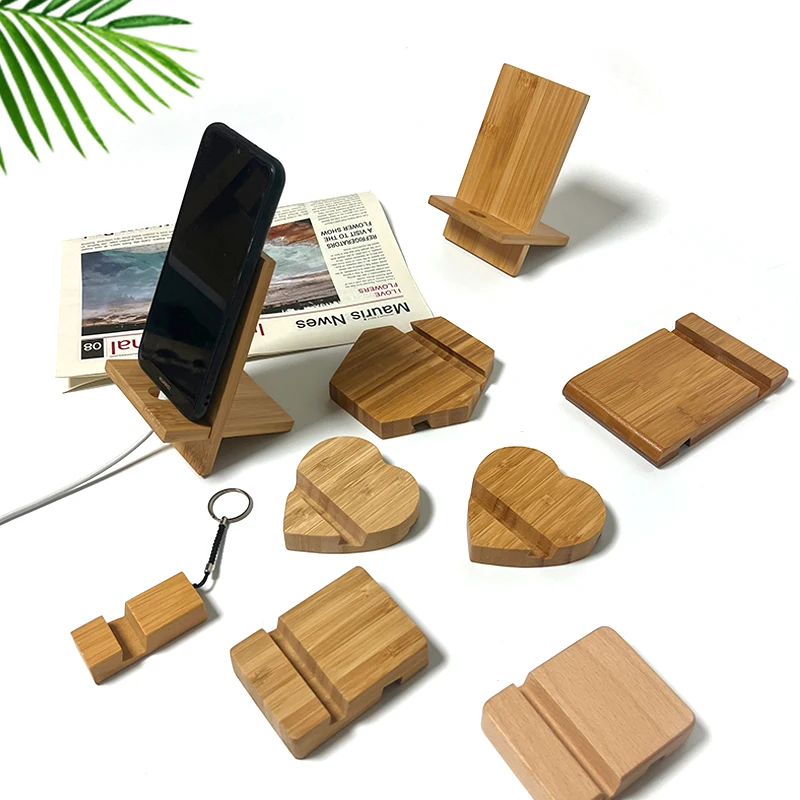 wooden smart phone holder table desk organizer accessories cell mobile phone stand beech wood bamboo phone holder