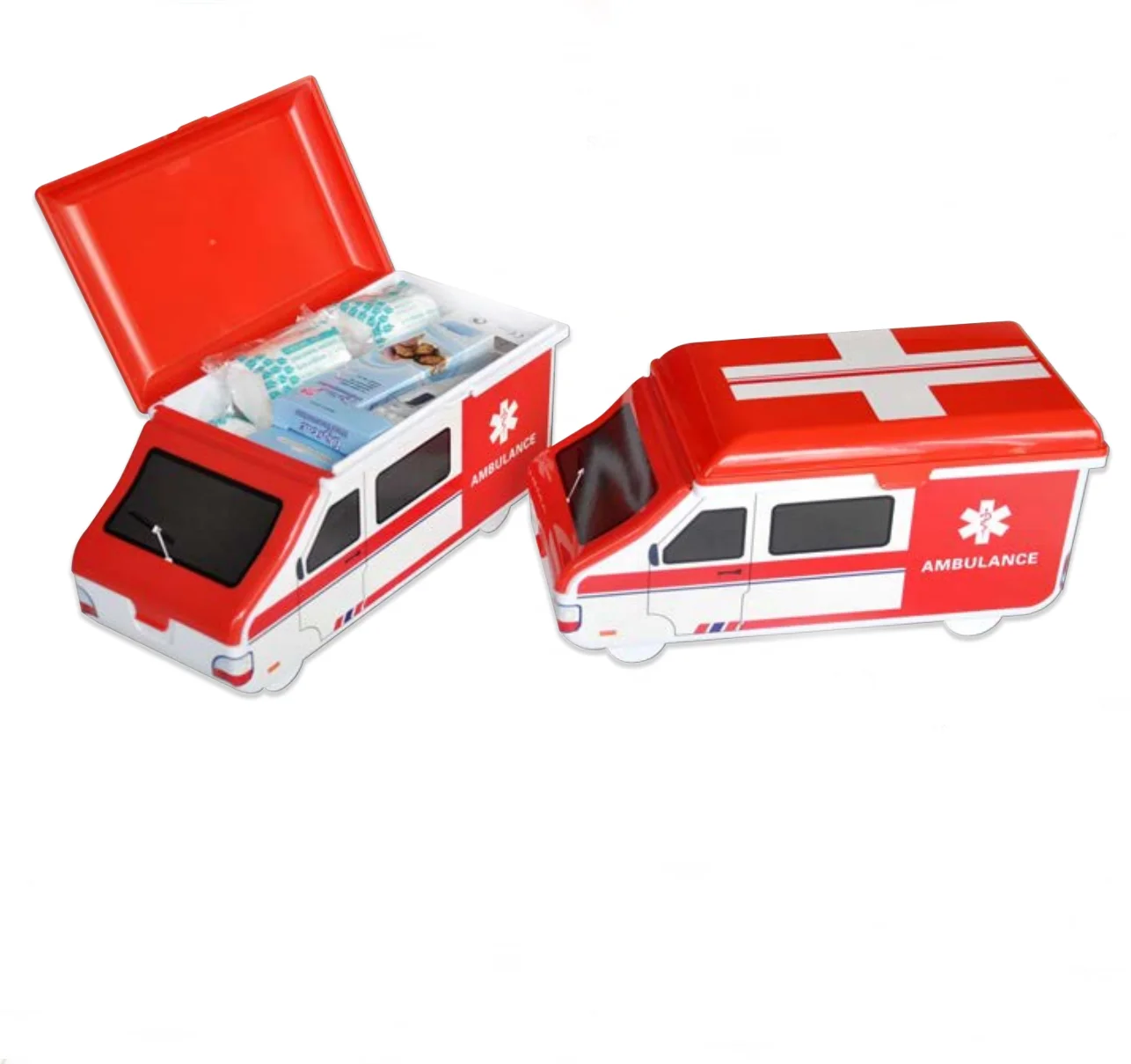 Cartoon ambulance car beauty design medical emergency kit  first aid kit travel set