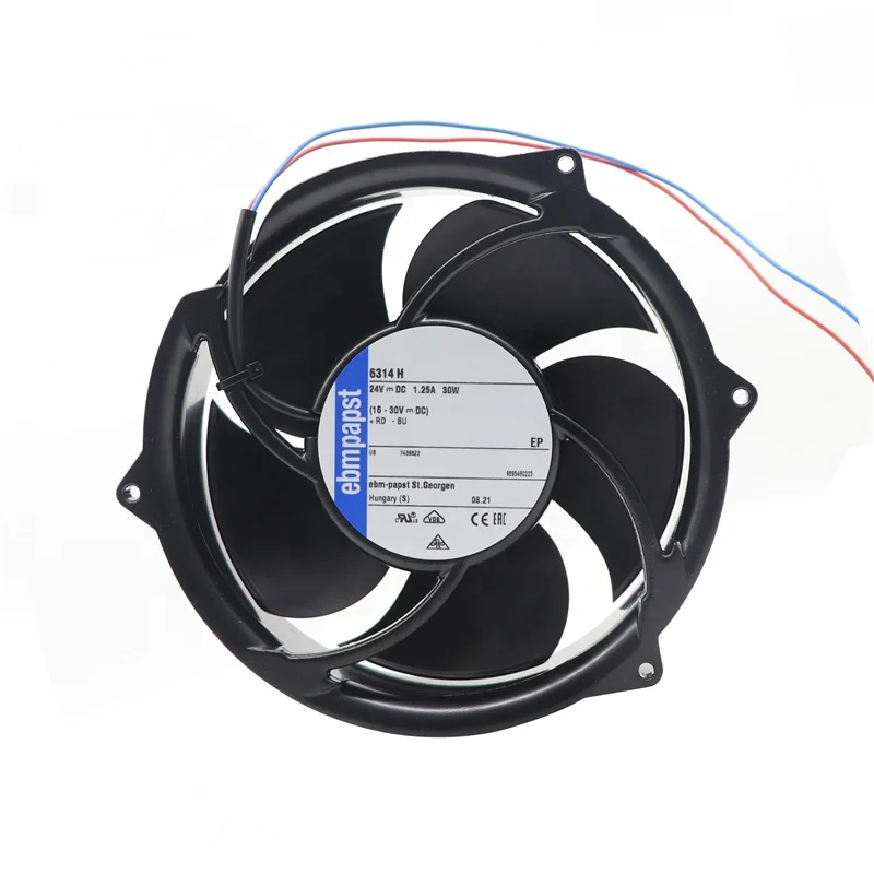 Ebmpapst 6314H 172x51mm 24V DC 321CFM 31W 58dBA 5000RPM Ball Bearing Wire Leads IP20 Inverter Axial Cooling Fan