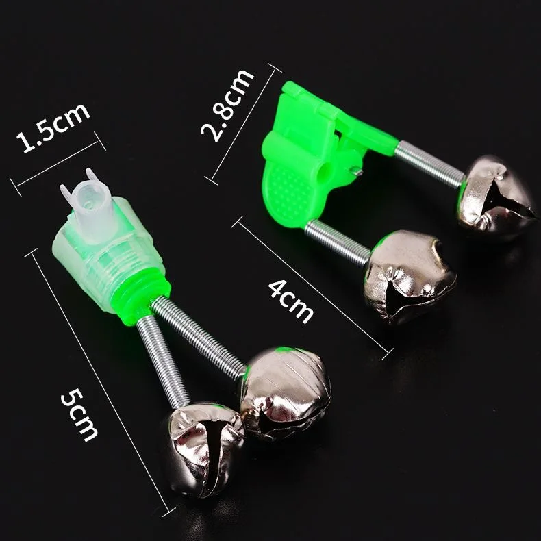 Fish Bait Alarm Double Fishing Alarm Bell Night Fishing Rod Tip Red LED Light