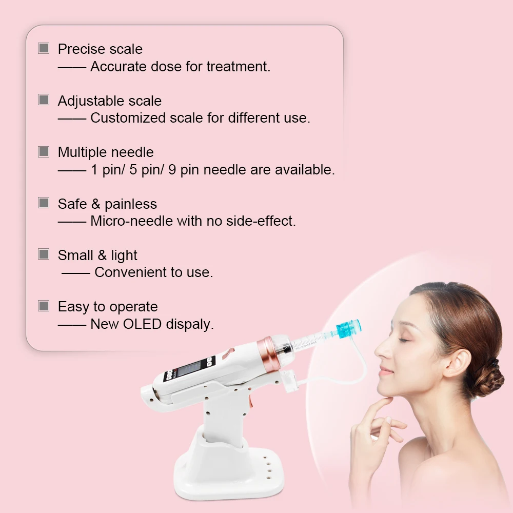 Wireless multi needle mesotherapy skin firm face lifting moisturizing facial ez injector vital injection gun