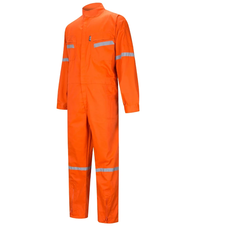 Factory Supply 100% Cotton Twill OEM Orange First Safety Overall With Reflective Tape For Workwear Safety Coverall