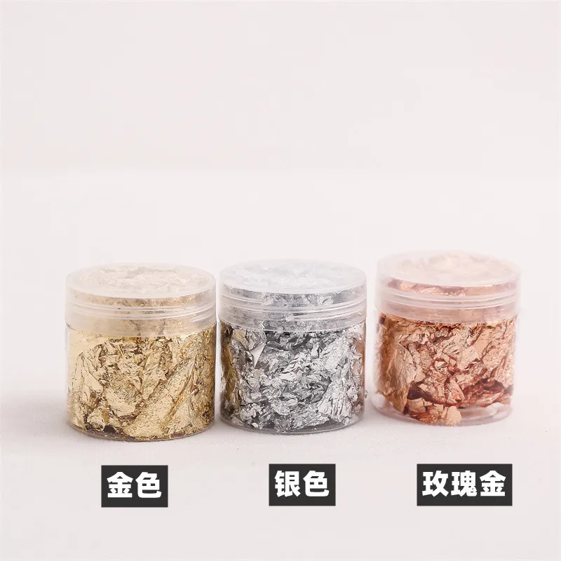 Ready Stock Resin Jewelry Gilding Metallic Leaf for Nails Painting Crafts Gold Silver Rose Making Craft Slime Nail Foil Flakes