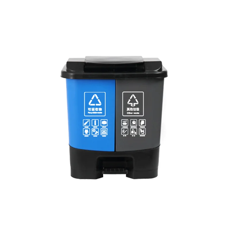 Double Recycling kitchen waste bin trash bins manufacturers poubelle  Plastic Trash Cans Indoor And Outdoor