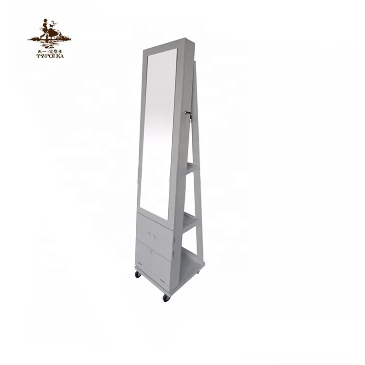 Вращающийся деревянный шкаф для ювелирных изделий, шкафчик с зеркалом, многофункциональный