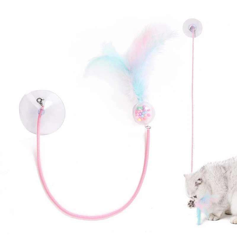 Wholesale high elastic fluffy feather new cat interactive toys  soft toy