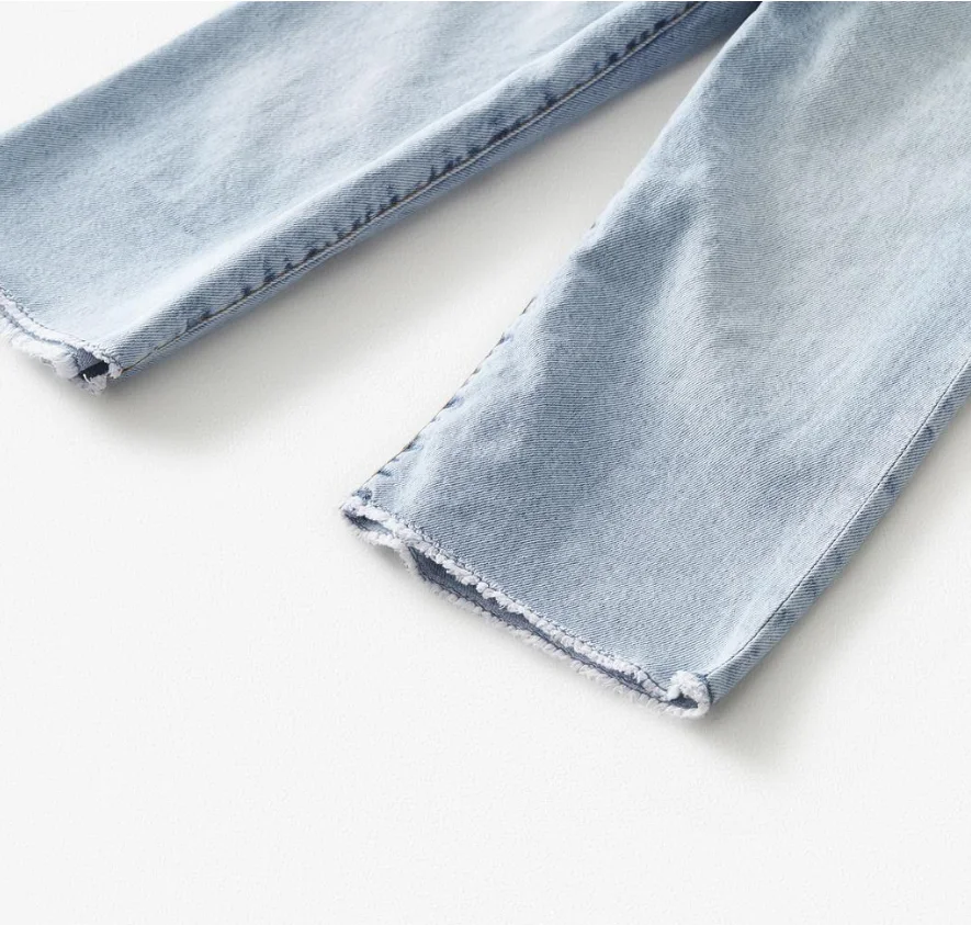 
Hot sales Girls wide leg full length children jeans fashion design cute Denim fashion latest jeans Pants Kids 