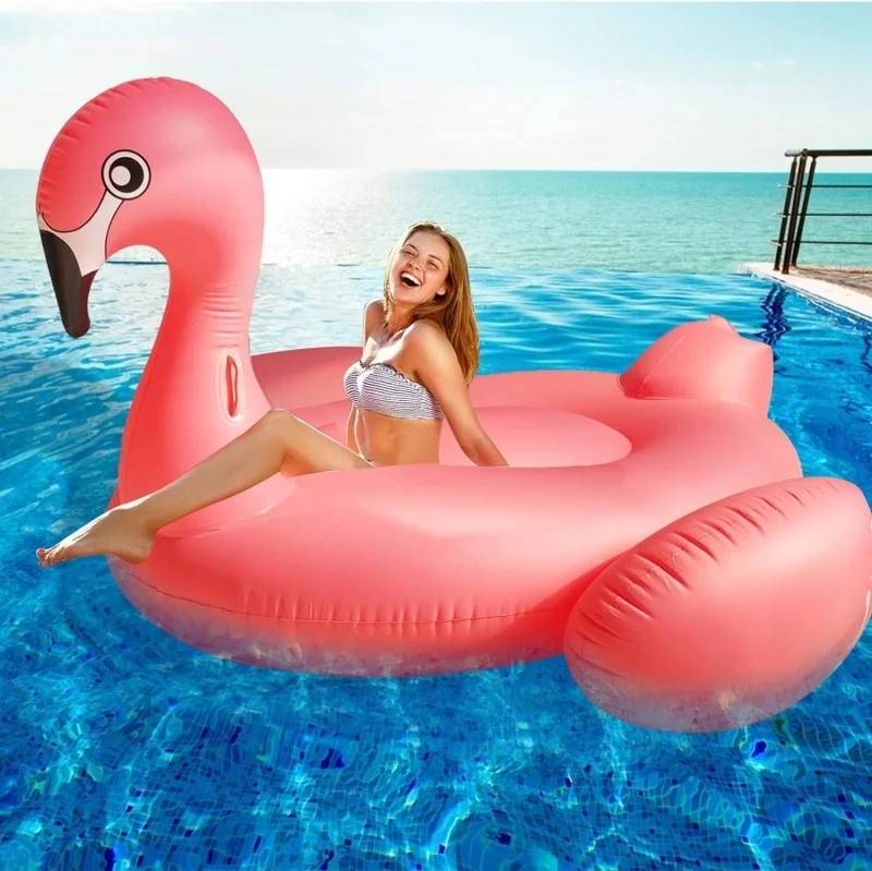 Swimming Pool Party Toys Lounge Raft Ride-on for 2 Players Adults Kids, Huge Flamingo Inflatable Pool Float Beach Float on Stock