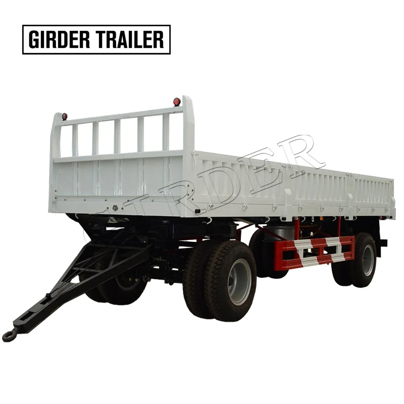 2 axles full semi tipper truck trailer towing sand transporting Hydraulic rear drawbar dump trailer for sale