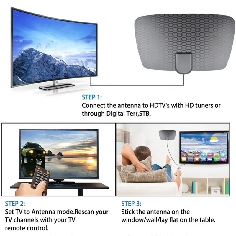 HD Digital TV Antenna  Range - Support 4K 8K 1080p Fire tv Stick and All TVs - Indoor Smart Switch Amplifier Signal Booster