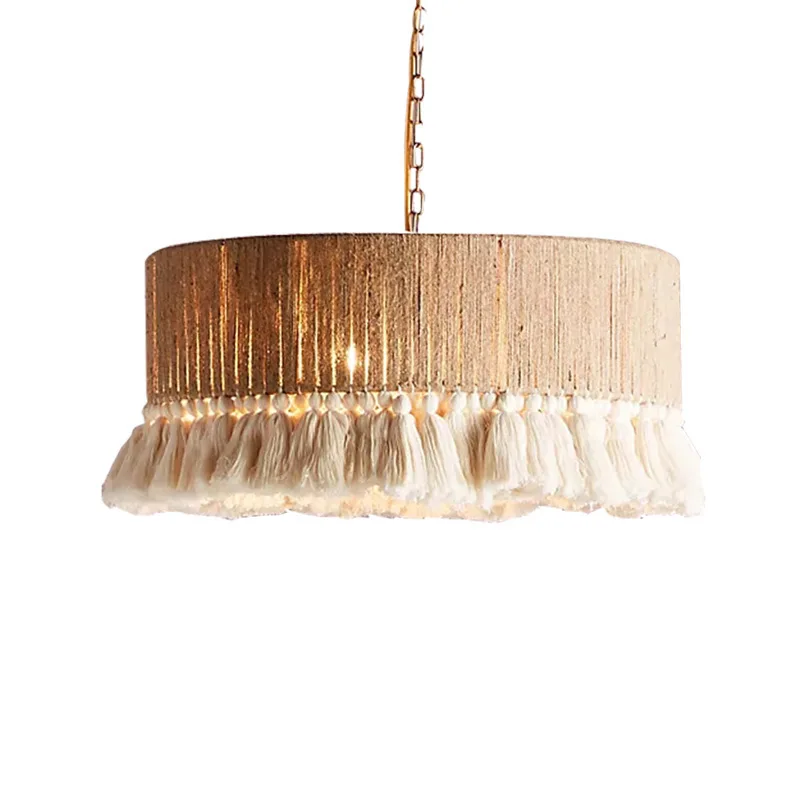 Macrame Wicker Seagrass Lampshade For Home Decoration Living Room Lights Indoor Straw Paper Pendant Lightings Lamp Shades Covers