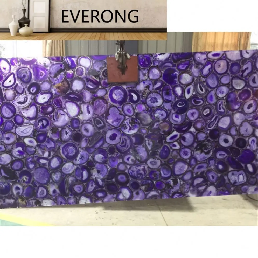 Purple Agate Slab Backlit Semi Precious Translucent Marble Stone High Quality Amethyst Stone Slab In Stock Gemstone Slab