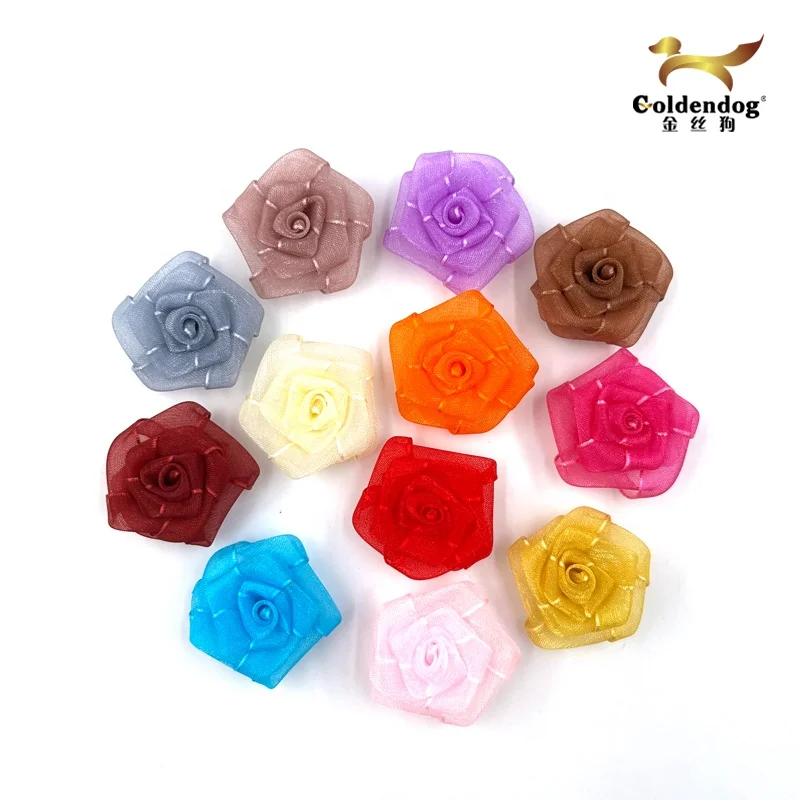 Handmade Artificial Mini Silk Ribbon Fabric Rose Diy Width Satin Flower for Wedding Decoration