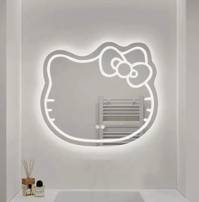 Bathnology OEM ODM Hot Sale silver smart bathroom Mirror with LED Light touch screen Wall Irregular led mirror