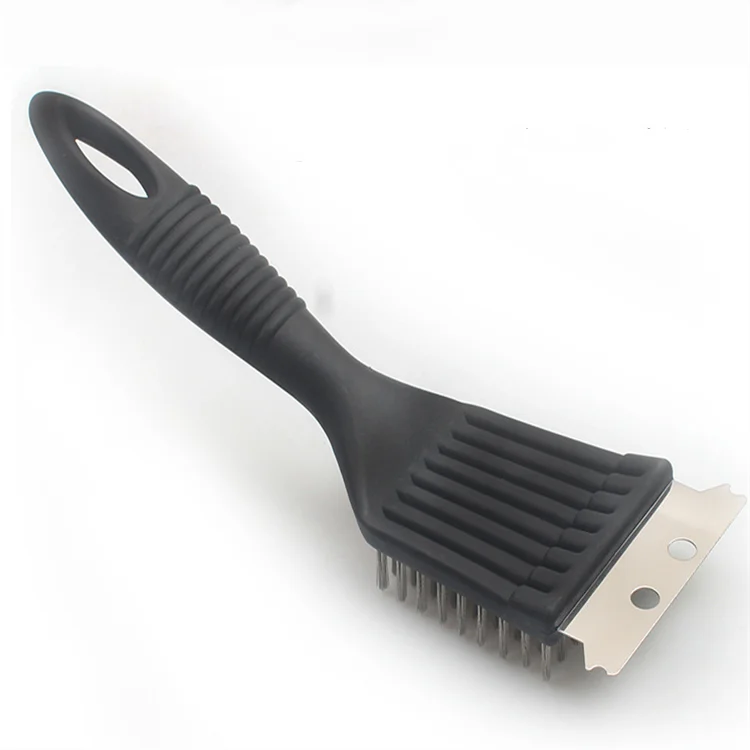 BBQ Cleaning Brush Grill Brush and Scraper Strong Plastic Handle BBQ Copper Wire Barbecue Cleaning Brush Black Color