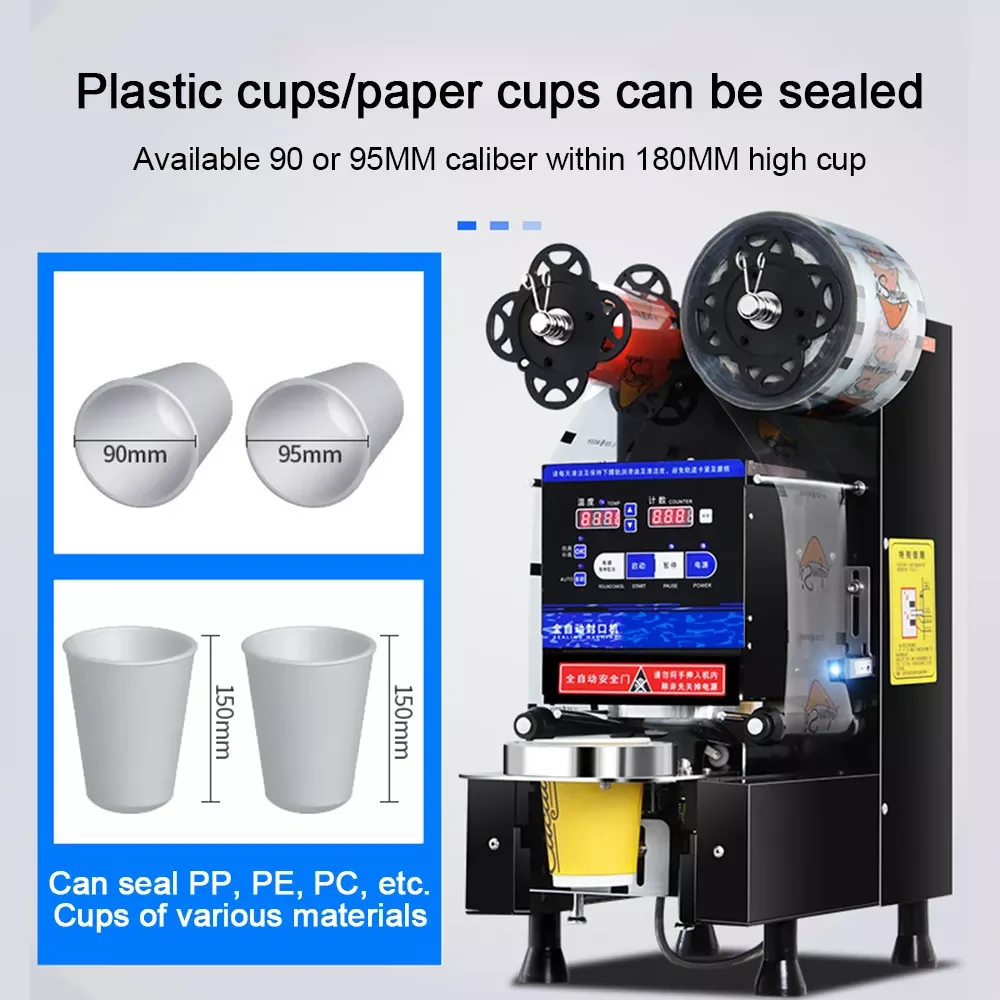 portable automatic boba tea round plastic cup sealing machine