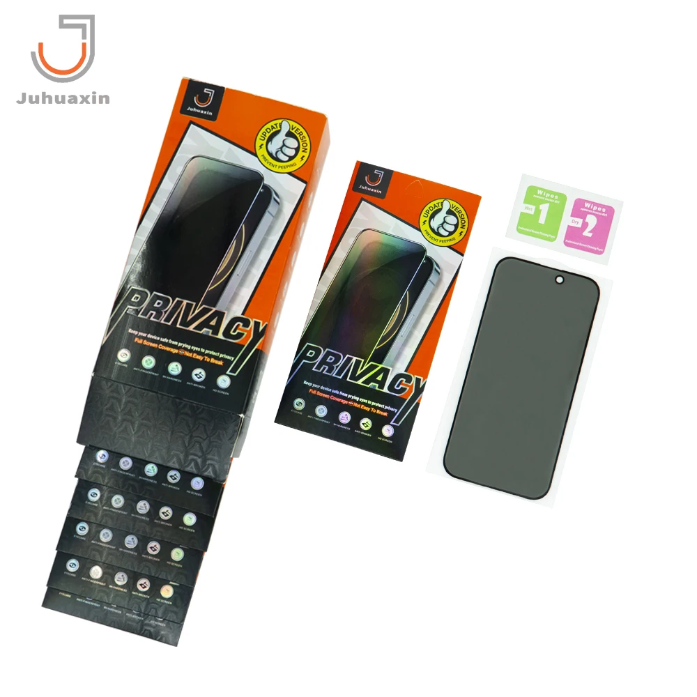Juhuaxin Anti Spy Peeping Tempered Glass For IPhone 16 pro max full glue Privacy Glass Screen Protector private Protective Film