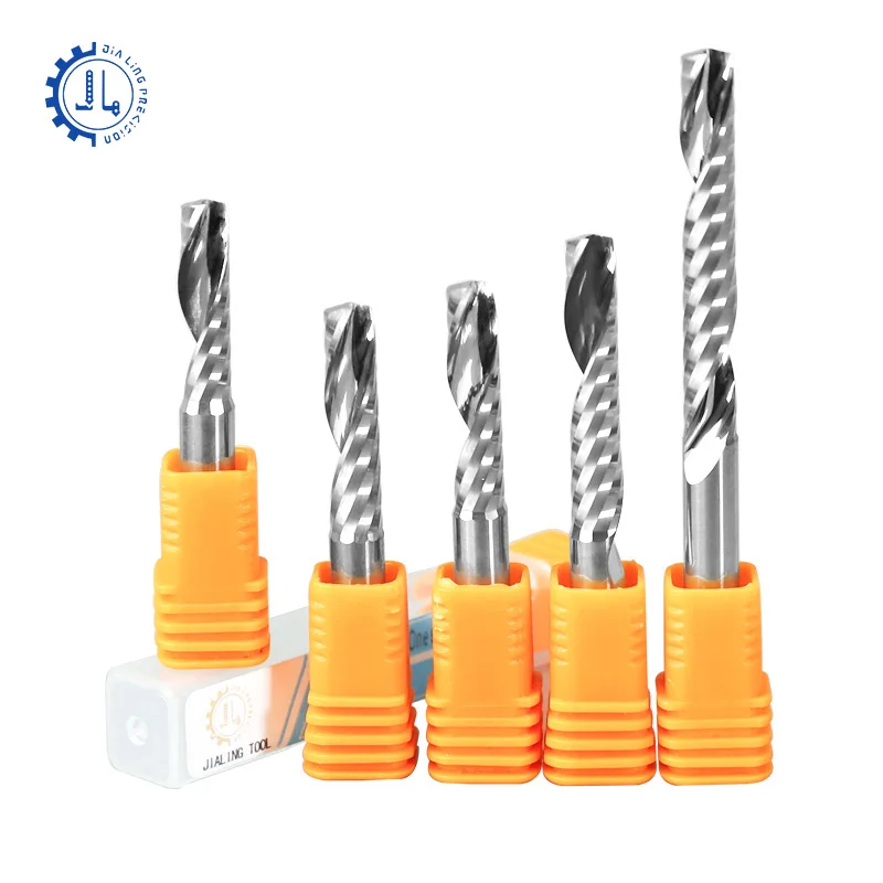 Spiral Single-flute Milling Cutter 6.35 Upcut Carbide CNC Bits Cutter End Mill For Acrylic