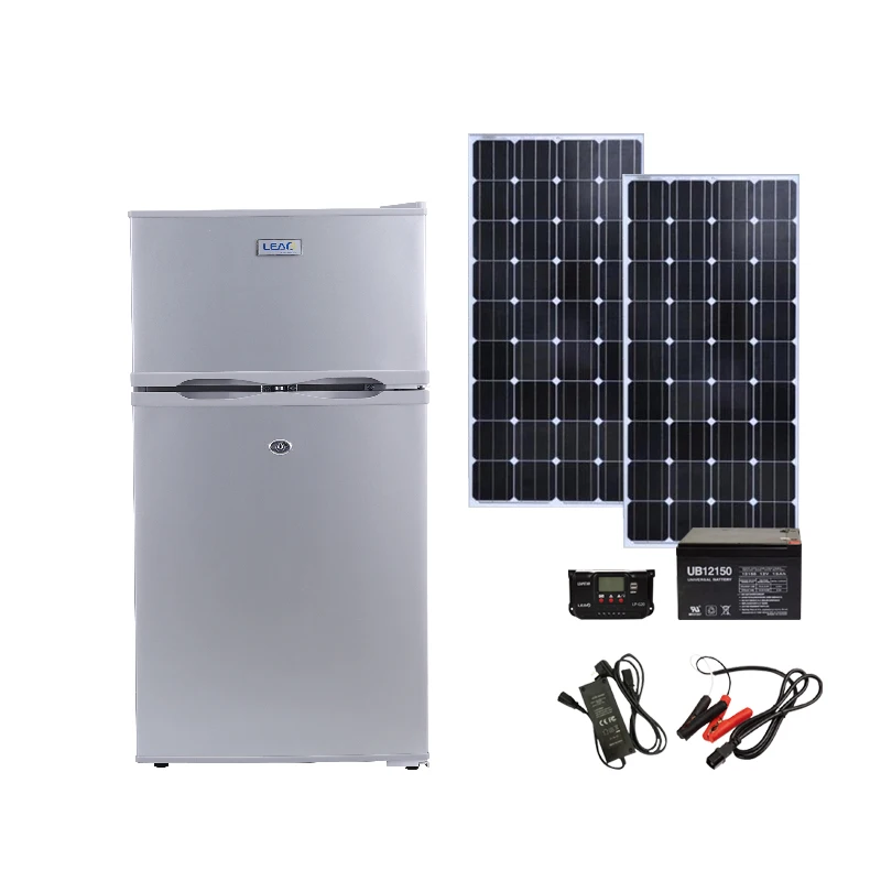 Portable Solar Panel Fridge Double Door Home Solar Energy Fridge