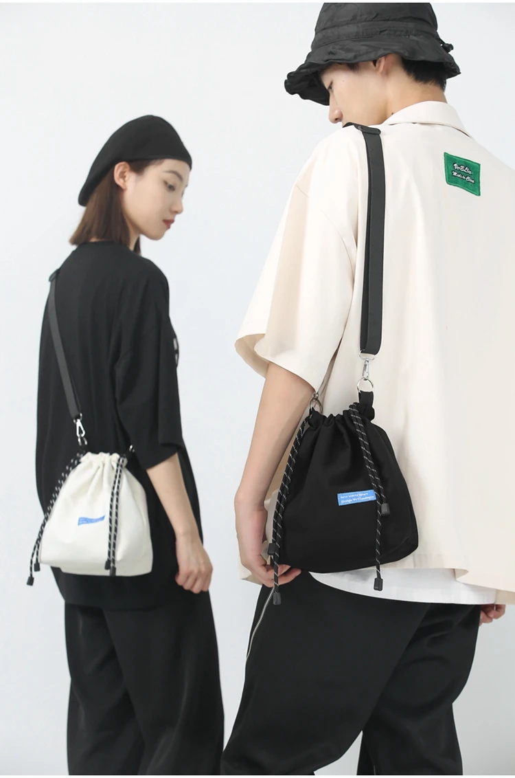 Korean Style Canvas Tote Bags Student Travel School Bag Durable Drawstring Shoulder Bags For Women